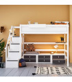 Lifetime loft bed with stairs, drawers and deluxe slatted frame white