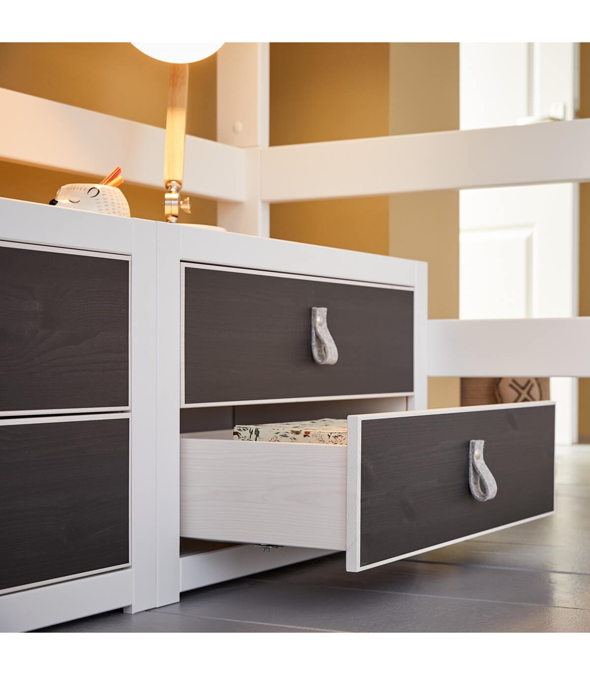 Lifetime loft bed with stairs, drawers and deluxe slatted frame white