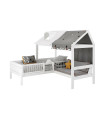 Lifetime Beach house cabin bed 90x200 with bench and deluxe slatted frame white