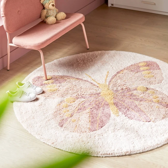 Lifetime round carpet - Butterflies 130 cm