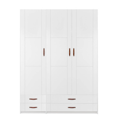 Armoire Lifetime 150 cm avec 3 portes et 4 tiroirs blanc