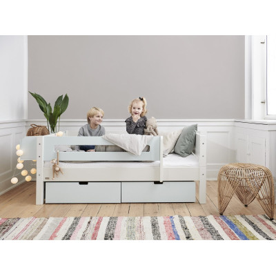 Manis-h cot 90 x 200 cm Snow White / Azur Mint with beech post