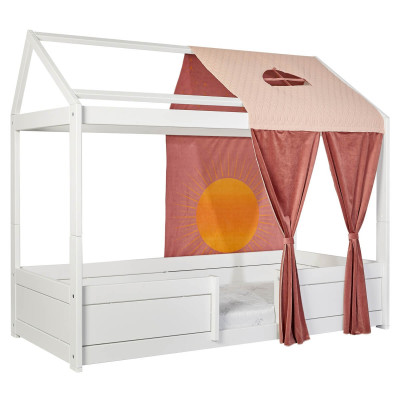 Lifetime 4 in 1 Hausbett Sunset Dreams KOMBI 1 mit Stoffdach und deluxe Lattenrost weiss