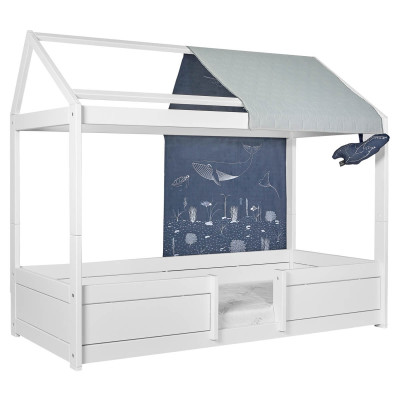 Lifetime 4 in 1 Hausbett Ocean Life KOMBI 1 mit Stoffdach und deluxe Lattenrost weiss