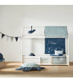 Lifetime 4 en 1 maison lit Ocean Life KOMBI 2 avec toit en tissu et sommier blanc