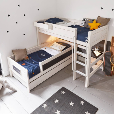 Lifetime medium loft bed Space Dream with roller floor and base bed whitewash