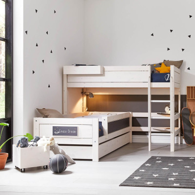Lifetime medium loft bed Space Dream with roller floor and base bed whitewash