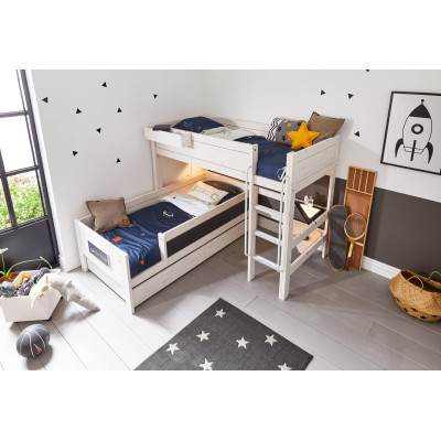 Lifetime medium loft bed Space Dream with roller floor and base bed whitewash