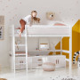 Lifetime Hochbett Pfiffig, Praktisch & Perfekt mit Deluxe Lattenrost schräge Leiter weiss