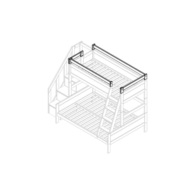 Lifetime safety increase with front and side opening for bunk bed Family whitewash