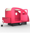 Mathy by Bols Wohnwagen Bett Caravan mit Anhängerkupplung und Truhe Sommer-Rosa