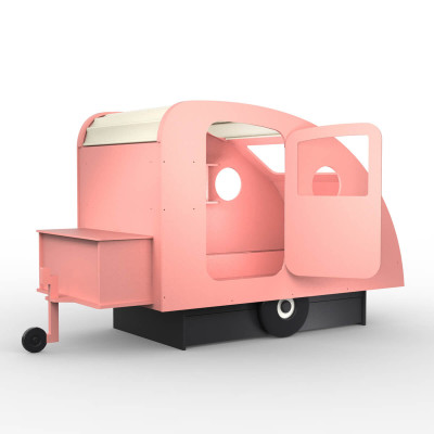 Mathy by Bols Wohnwagen Bett Caravan mit Anhängerkupplung und Truhe Hellrosa