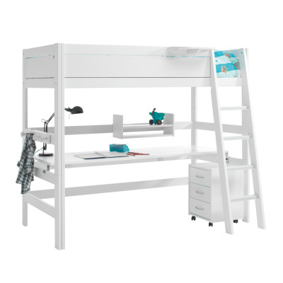 copy of Lifetime loft bed with deluxe slatted frame sloping ladder whitewash