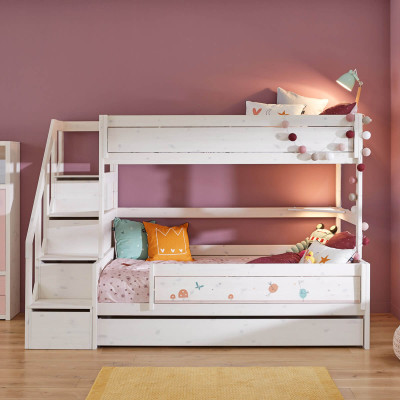 copy of Lifetime Family bunk bed 90/90 with stairs and deluxe slatted frame white
