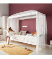 Letto a baldacchino Life-Time Fairy 90x200 cm con rete a doghe deluxe bianca