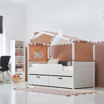 Lifetime Cool Kids Bed Cabin KOMBO 1 con armadio, scaffale e scrivania Rainbow bianco