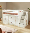 copy of Lifetime half-height bed All-In-One 90 x 200 cm with Deluxe Slatted frame roller floor and storage space white