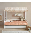 Lifetime four-poster bed with roof construction for fabric roof Breeze 90 x 200 and deluxe slatted frame white