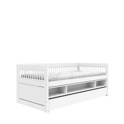 Lifetime lits superposés avec rangement et tiroir Breeze 90 x 200 et sommier standard blanc