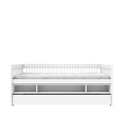 Lifetime lits superposés avec rangement et tiroir Breeze 90 x 200 et sommier standard blanc
