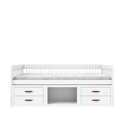 Lifetime lits superposés avec tiroirs et rangements Breeze 90 x 200 et sommier standard blanc