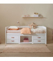 Lifetime lits superposés avec tiroirs et rangements Breeze 90 x 200 et sommier standard blanc