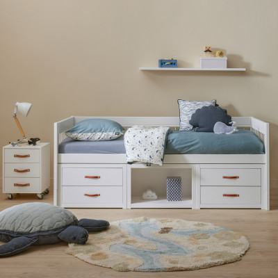 Lifetime lits superposés avec tiroirs et rangements Breeze 90 x 200 et sommier deluxe blanc