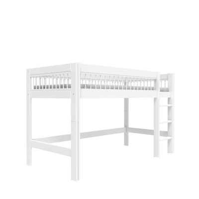 Lifetime semi high bed with straight ladder Breeze 90 x 200 cm, slatted base standard white