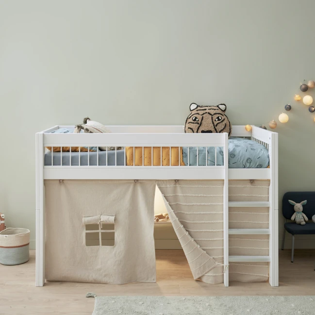 Lifetime lit mi-hauteur avec échelle droite Breeze 90 x 200 cm, sommier standard blanc