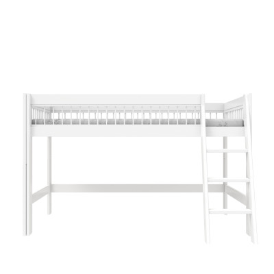 Lifetime semi high bed with slanted ladder Breeze 90 x 200 cm, slatted base standard white