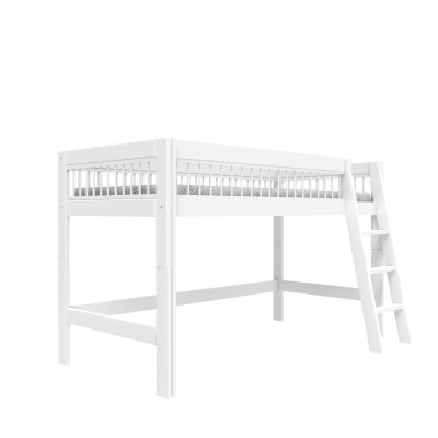Lifetime semi high bed with slanted ladder Breeze 90 x 200 cm, slatted base standard white