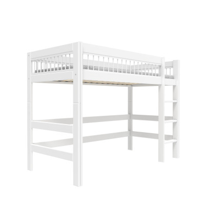 Lifetime lit mezzanine bas avec échelle droite Breeze 90 x 200 cm, sommier standard blanc