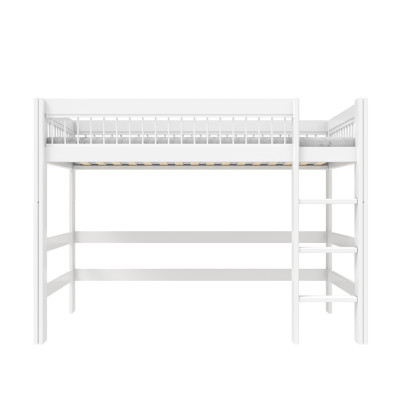 Lifetime lit mezzanine bas avec échelle droite Breeze 90 x 200 cm, sommier standard blanc
