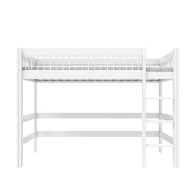 Lifetime lit mezzanine bas avec échelle droite Breeze 90 x 200 cm, sommier deluxe blanc