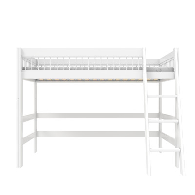 Lifetime lit mezzanine bas avec échelle inclinée Breeze 90 x 200 cm, sommier standard blanc