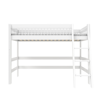 Lifetime low loft bed with slanted ladder, Breeze Breeze 90 x 200 cm, slatted base standard white