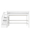 Lifetime lit mezzanine bas avec escabeau Breeze 90 x 200 cm, sommier standard blanc