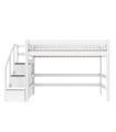 Lifetime low loft bed with stepladder, Breeze 90 x 200 cm, slatted base deluxe white