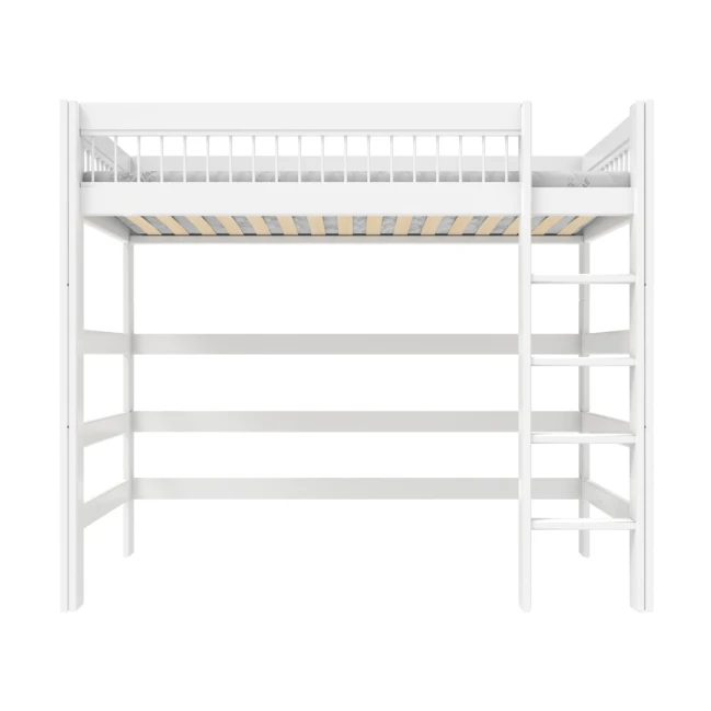 Lifetime High bed with straight ladder, Breeze 90 x 200 cm, slatted base standard white