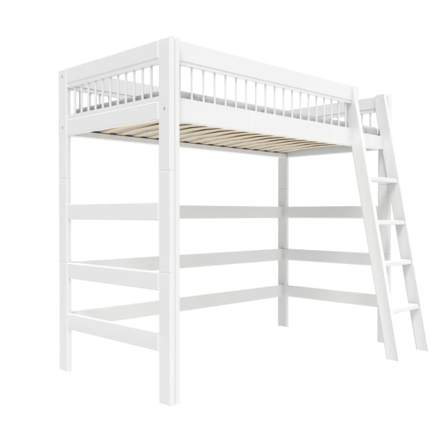 Lifetime lit mezzanine avec échelle inclinée Breeze 90 x 200 cm, sommier deluxe blanc