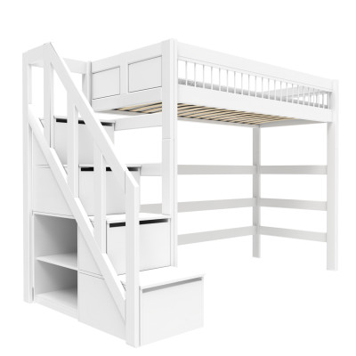 Lifetime High bed with stepladder Breeze 90 x 200 cm, slatted base deluxe white