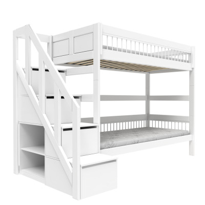 Lifetime bunk bed with stepladder Breeze 90 x 200 cm, slatted base deluxe white