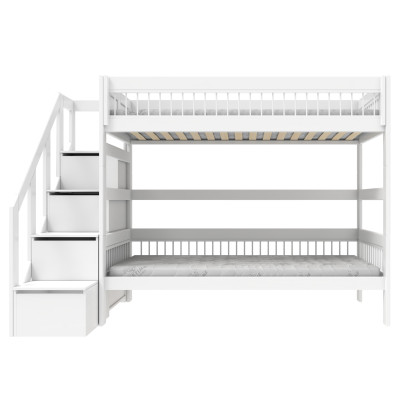 Lifetime bunk bed with stepladder Breeze 90 x 200 cm, slatted base deluxe white