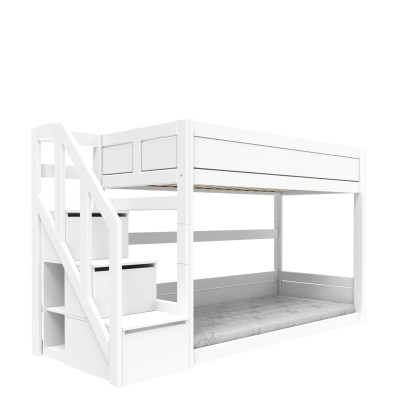 Lifetime lit superposé bas avec escabeau Breeze 90 x 200 cm, sommier standard blanc