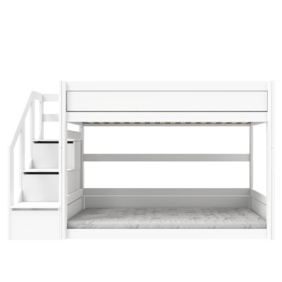 Lifetime lit superposé bas avec escabeau Breeze 90 x 200 cm, sommier standard blanc