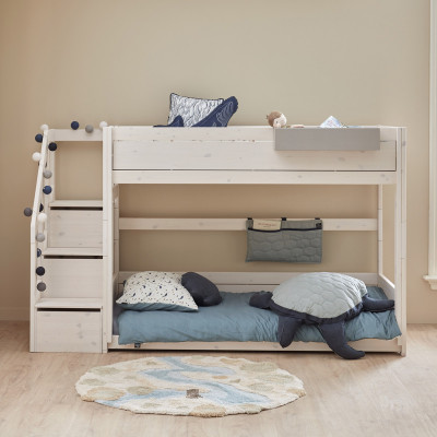 Lifetime low bunk bed with stepladder Breeze 90 x 200 cm, slatted base standard white