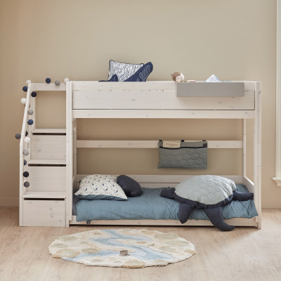 Lifetime low bunk bed with stepladder Breeze 90 x 200 cm, slatted base deluxe white
