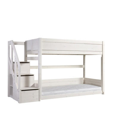 Lifetime low bunk bed with stepladder Breeze 90 x 200 cm, slatted base standard whitewash