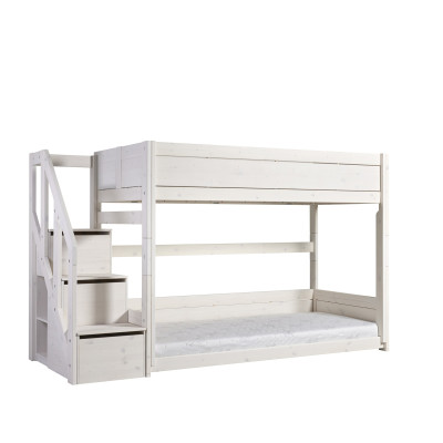 Lifetime low bunk bed with stepladder Breeze 90 x 200 cm, slatted base deluxe whitewash