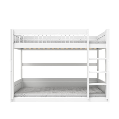 Lifetime lit superposé bas avec échelle droite Breeze 90 x 200 cm, sommier standard blanc